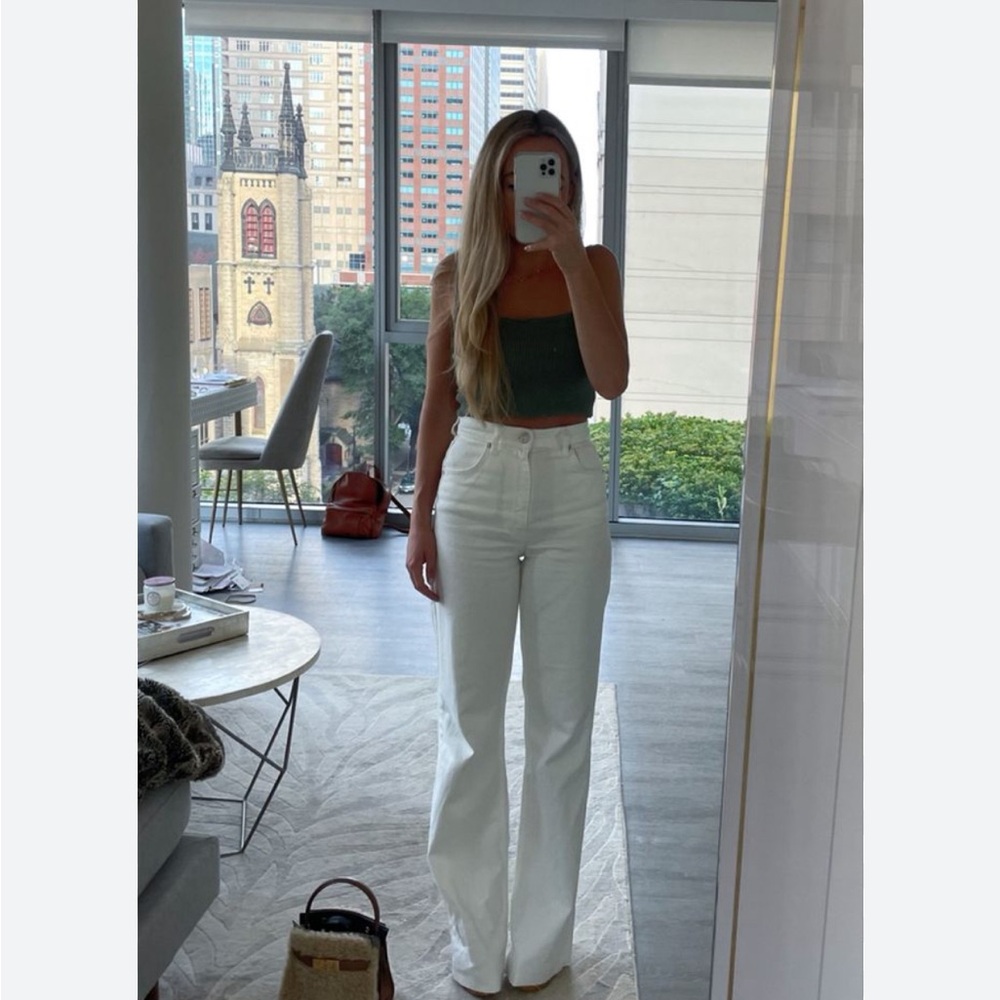 White straight leg zara jeans